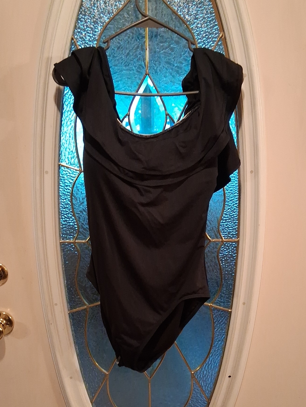 kate spade Black Ruffle Bodysuit Bathing Suit